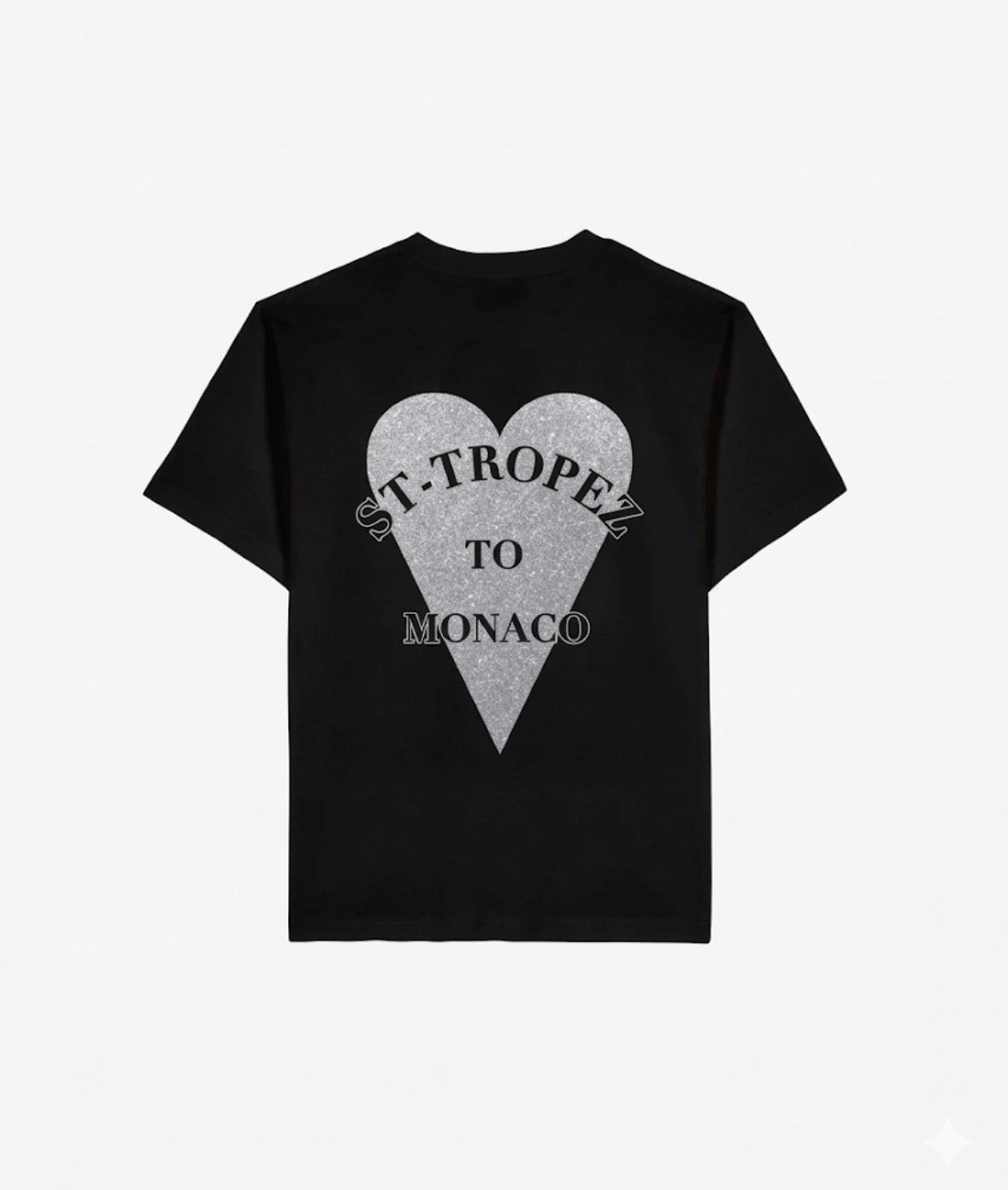 T shirt St-tropez to Monaco noir