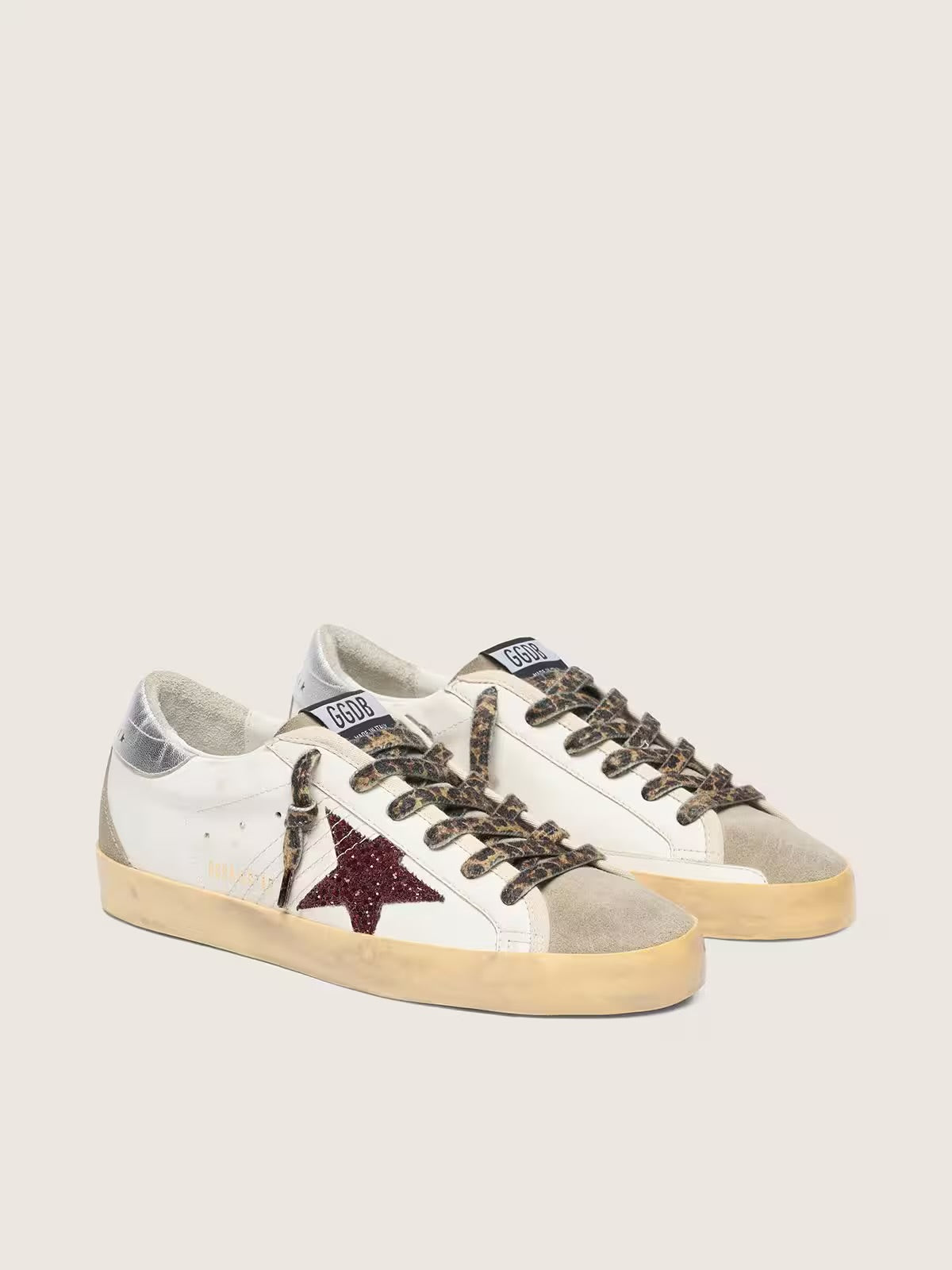 Golden goose bordeaux stars + lacets léopard